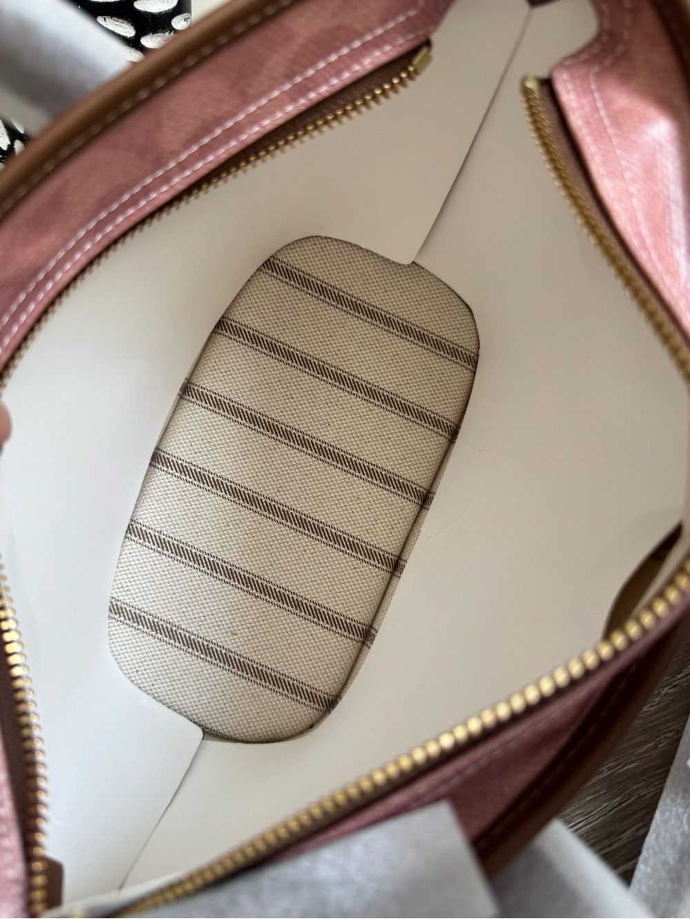 NWT Coach Taxi Pink Signature Canvas Tote with Brown Leather Accents - Picture 5 of 9